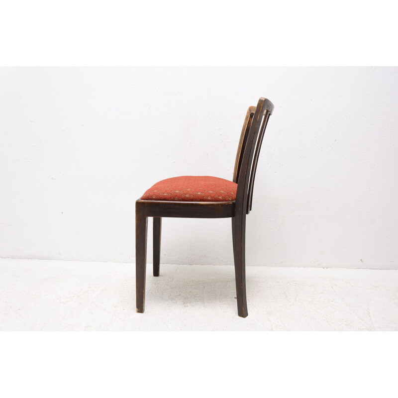 Satz von 4 Vintage-Stühlen aus Buchenholz und gepolstertem Stoff, Tschechoslowakei 1960