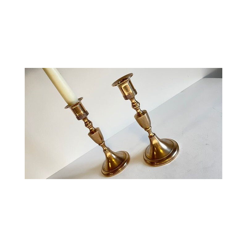 Pair of Scandinavian vintage candlesticks by Scandia Malm, Sweden