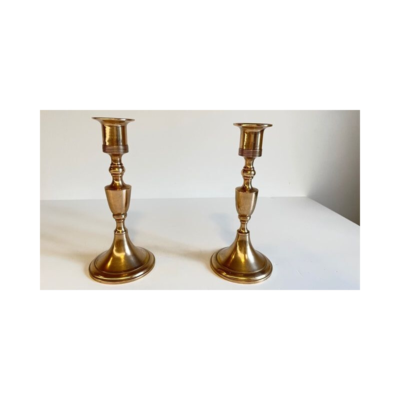 Pair of Scandinavian vintage candlesticks by Scandia Malm, Sweden