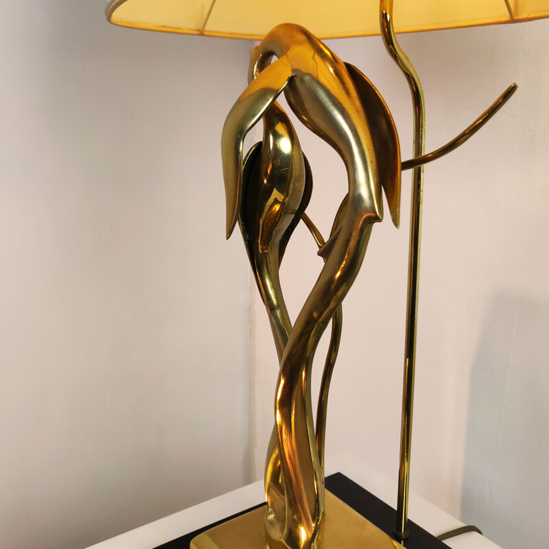 Vintage table lamp with brass sculpture by Regina, Italy 1970