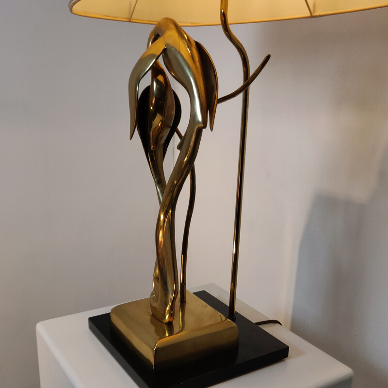 Lampe de table vintage à sculpture en laiton par Regina, Italie 1970