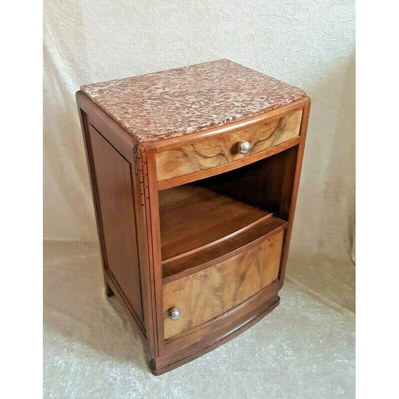 Vintage Art Deco walnut side table, 1930