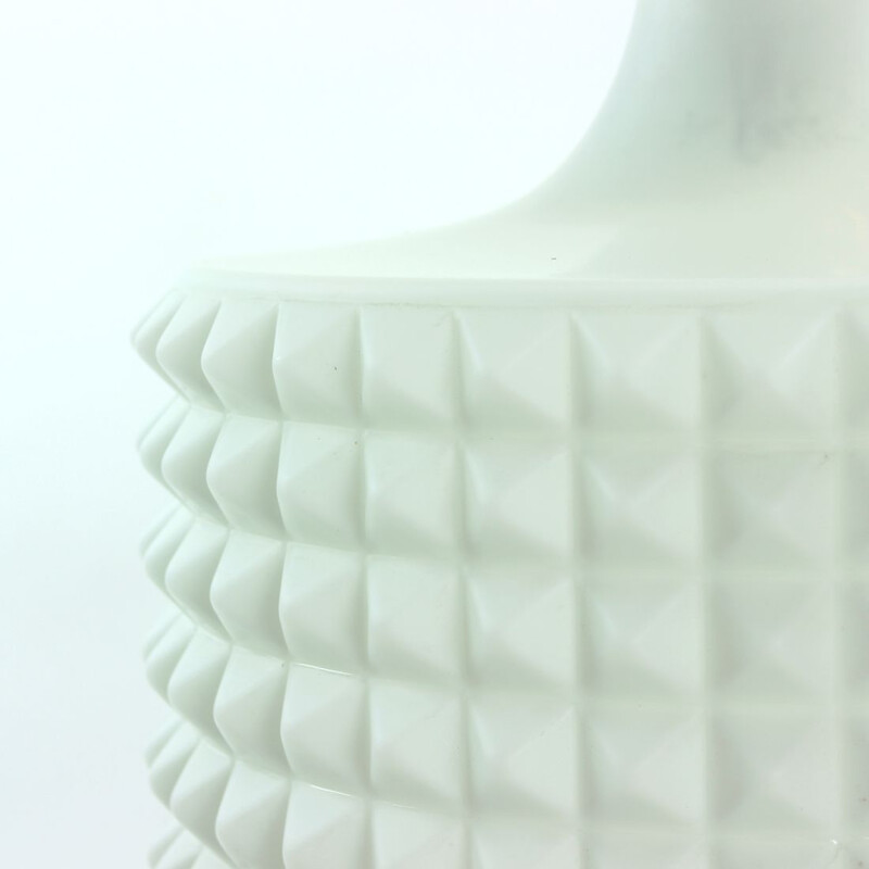 Vintage white glass pendant lamp by Napako, Czechoslovakia 1960