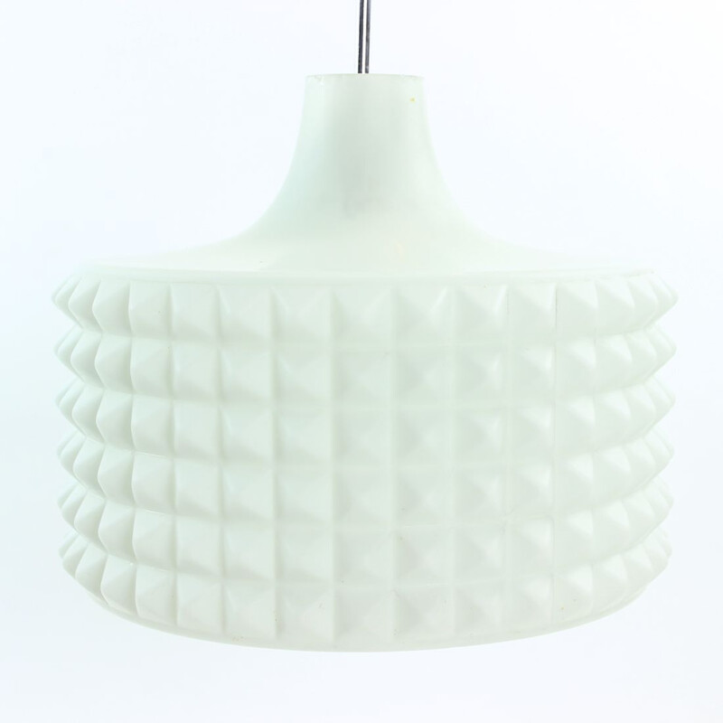 Vintage white glass pendant lamp by Napako, Czechoslovakia 1960