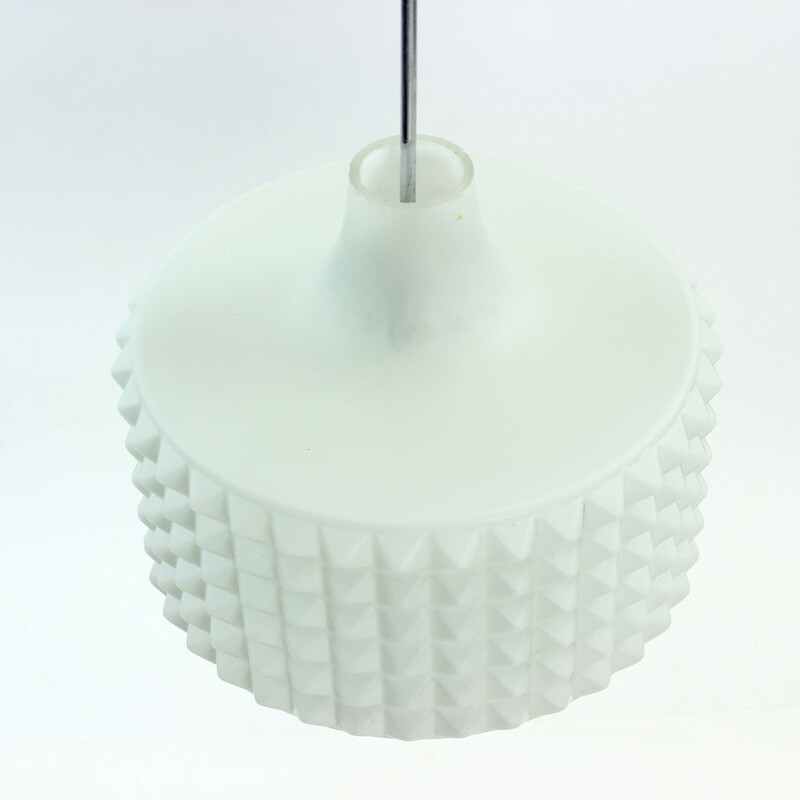 Vintage white glass pendant lamp by Napako, Czechoslovakia 1960