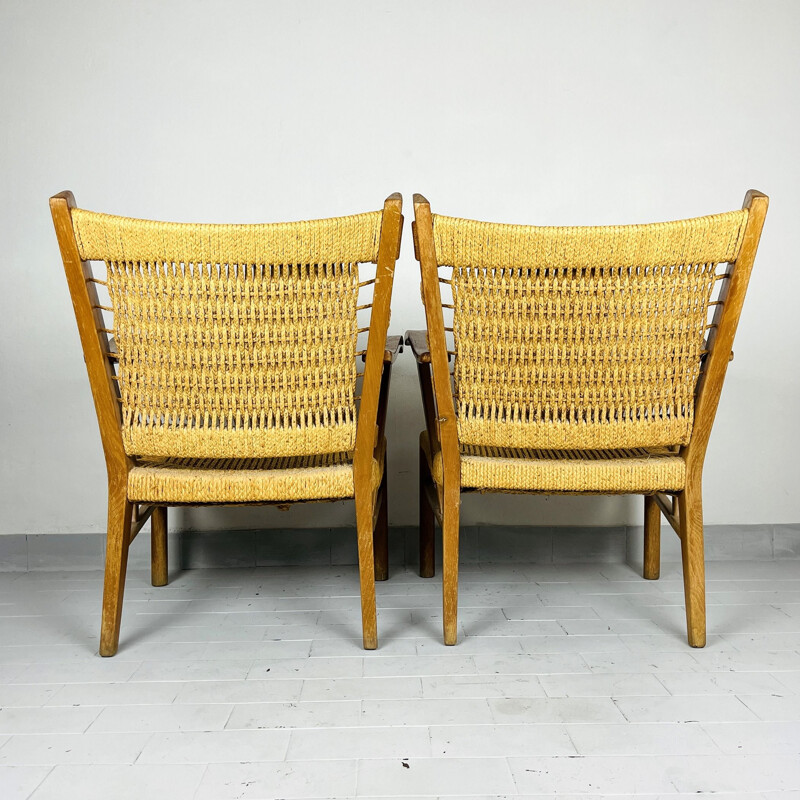 Pair of vintage rope patio armchairs, Italy 1970
