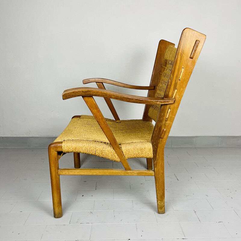 Pair of vintage rope patio armchairs, Italy 1970