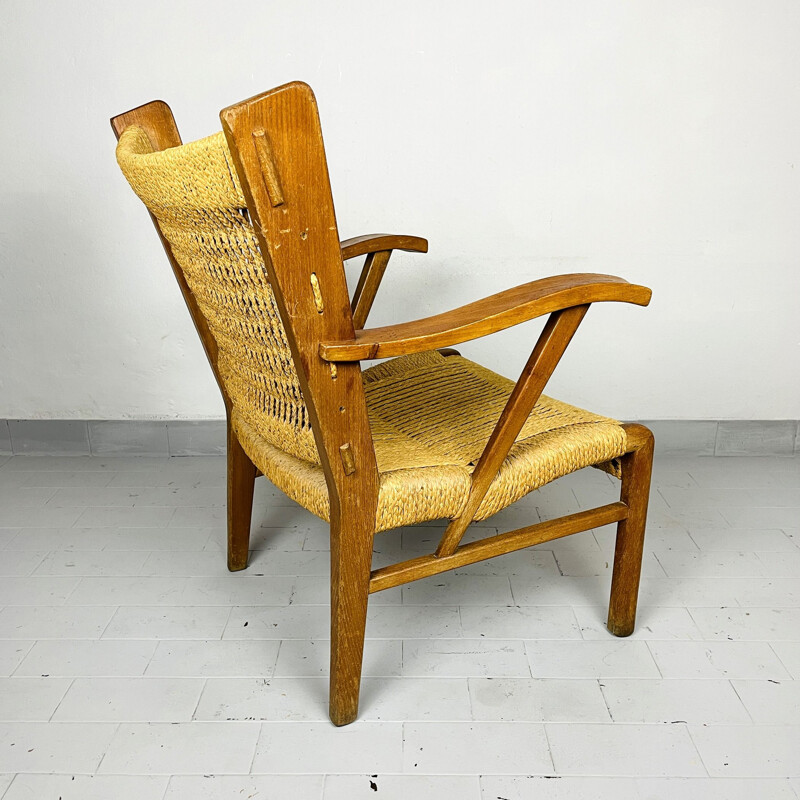 Pareja de sillones vintage de cuerda para patio, Italia 1970