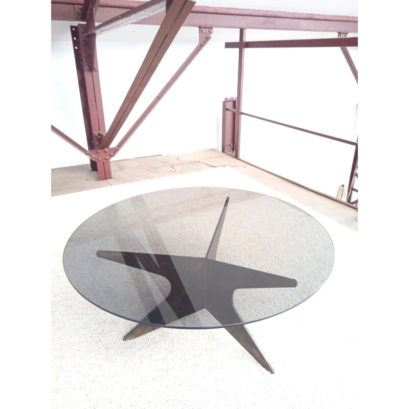 Vintage coffee table in shaded patinated iron, 1960