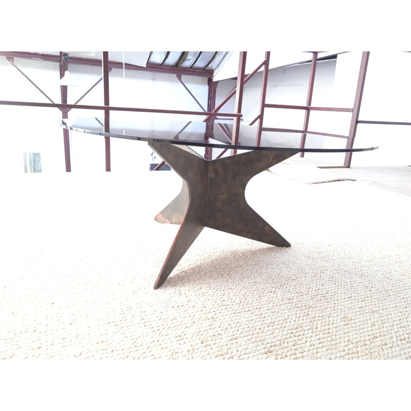 Vintage coffee table in shaded patinated iron, 1960