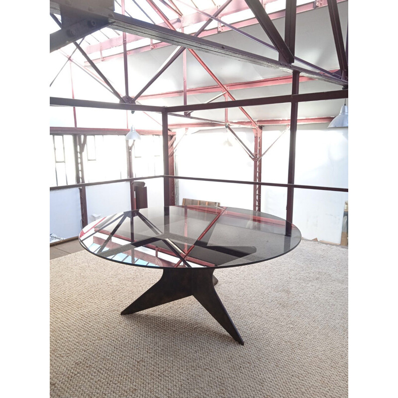 Vintage coffee table in shaded patinated iron, 1960