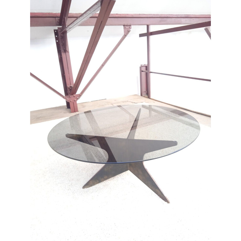 Vintage coffee table in shaded patinated iron, 1960