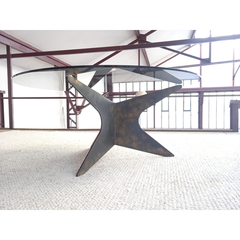 Vintage coffee table in shaded patinated iron, 1960