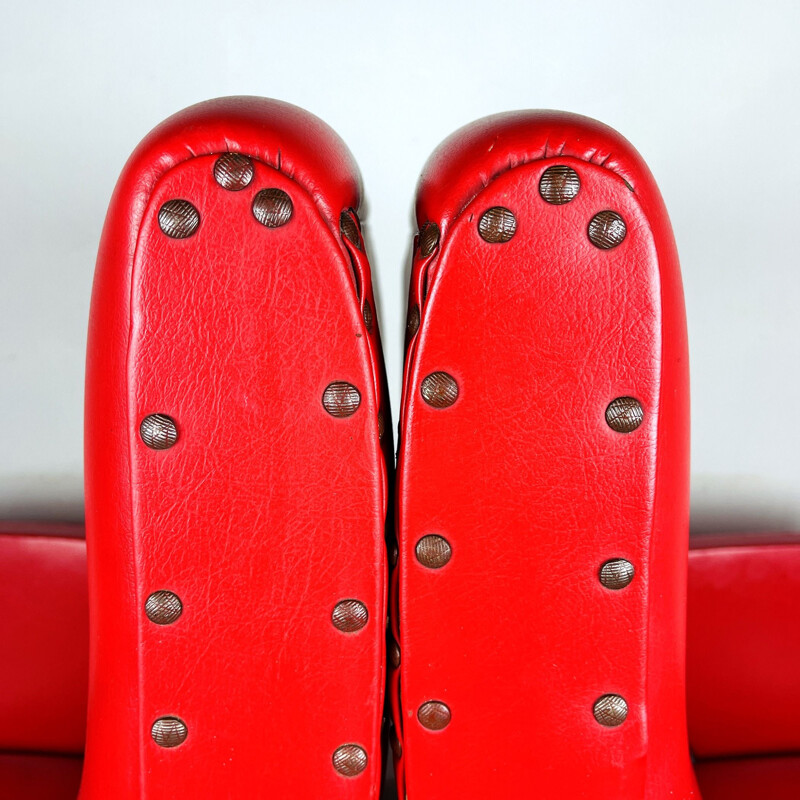 Paire de fauteuils rouges vintage, Italie 1950