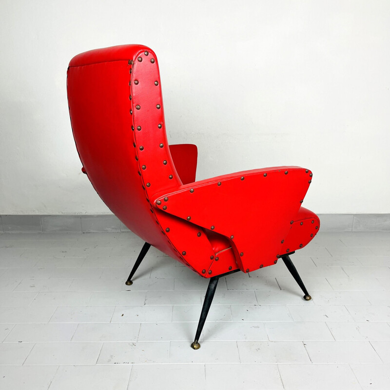 Pair of vintage red armchairs, Italy 1950s