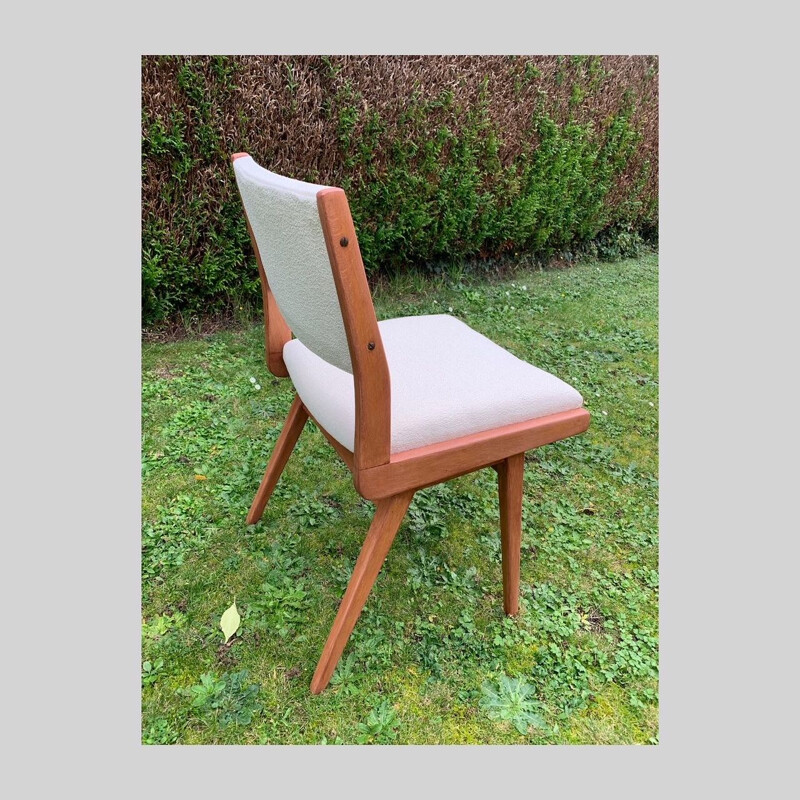 Vintage chair in wood and plush fabric, 1950