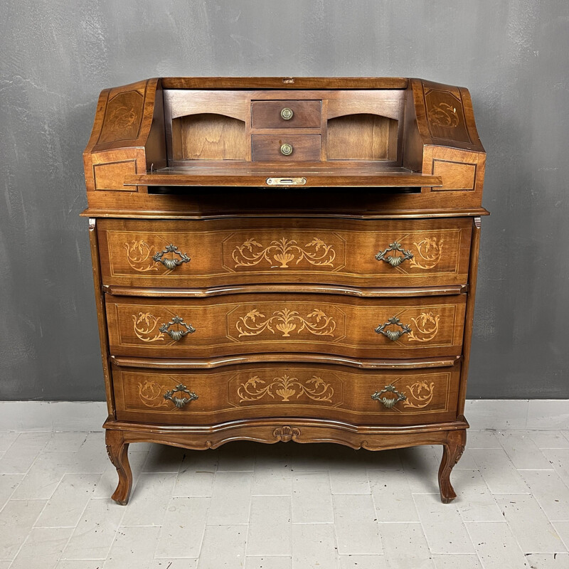 Vintage Venetian wood secretary, Italy 1960