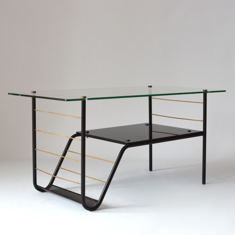 Vintage clear glass side table by Pierre Guariche for Airborne, 1950