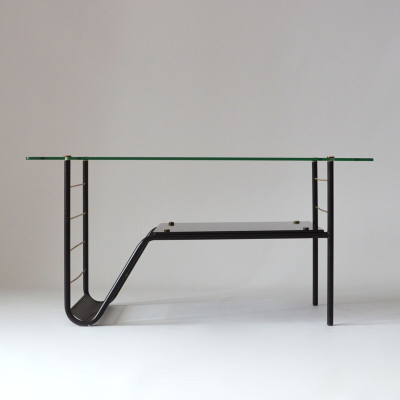 Vintage clear glass side table by Pierre Guariche for Airborne, 1950