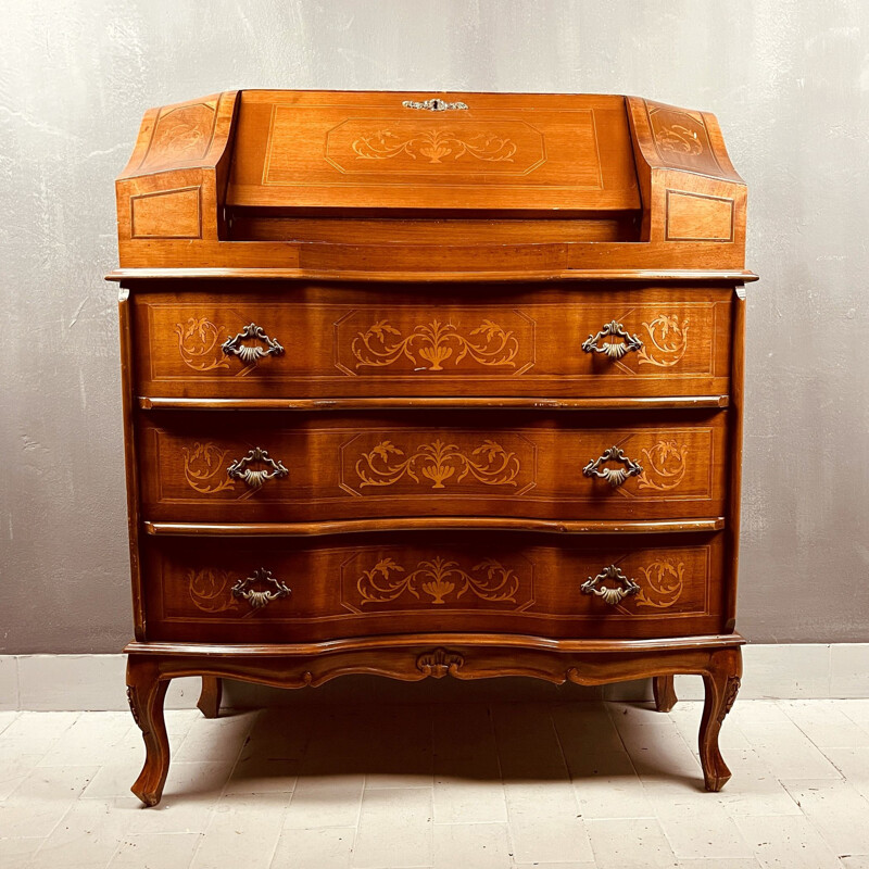 Vintage Venetian wood secretary, Italy 1960