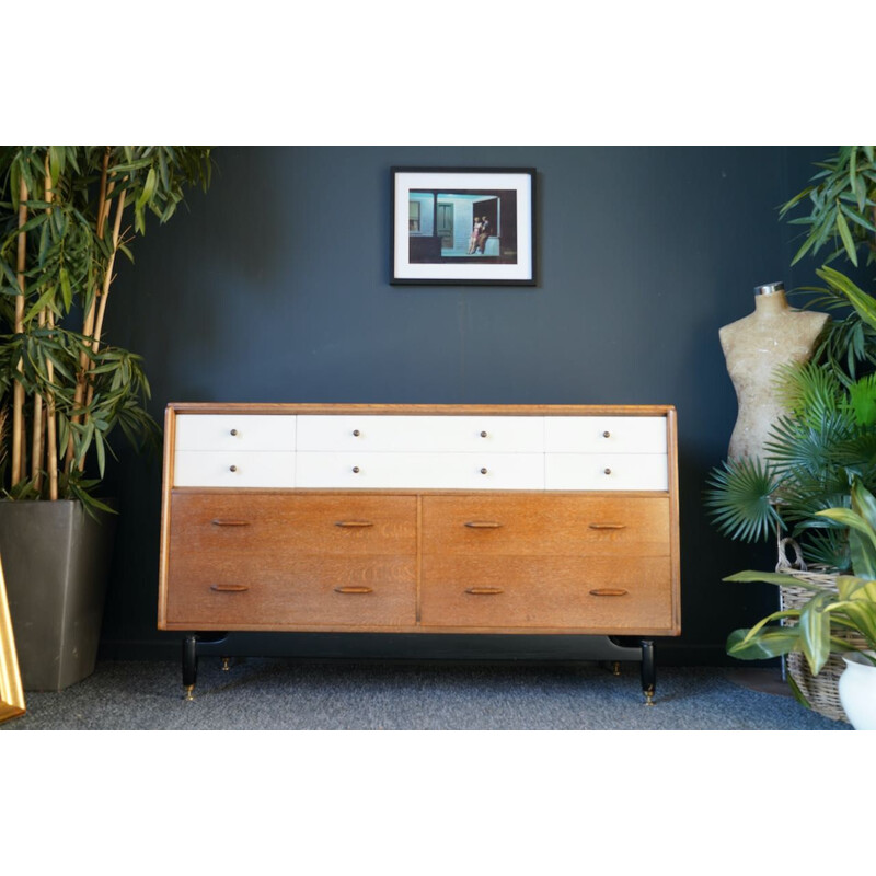 Mid century G Plan "China White" sideboard with 10 drawers, UK 1950s