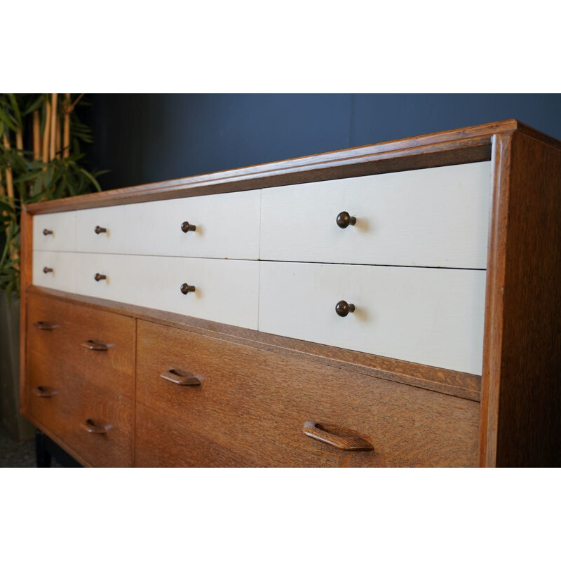 Mid century G Plan "China White" sideboard with 10 drawers, UK 1950s