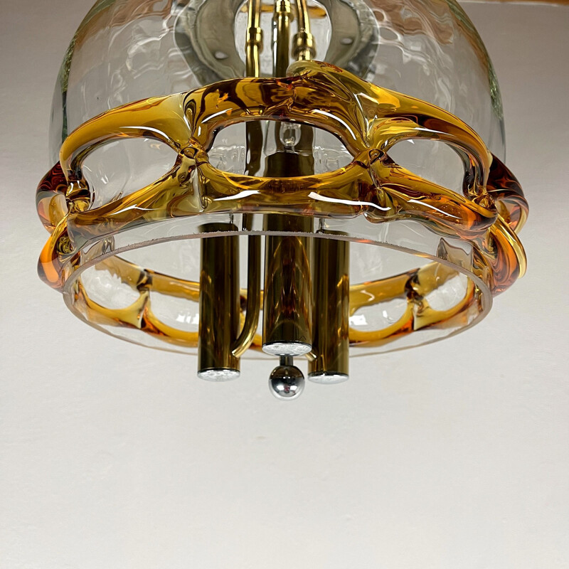 Lámpara de suspensión vintage Mundgeblasen Handarbeit en cristal de Murano, 1970