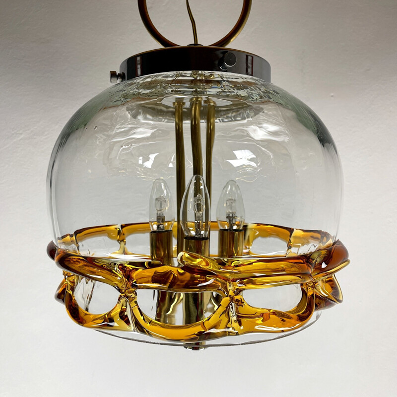 Vintage Mundgeblasen Handarbeit hanglamp in Murano glas, 1970