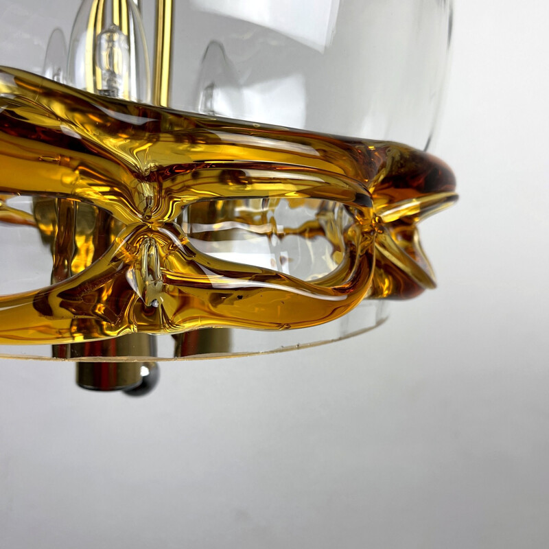 Vintage Mundgeblasen Handarbeit hanglamp in Murano glas, 1970