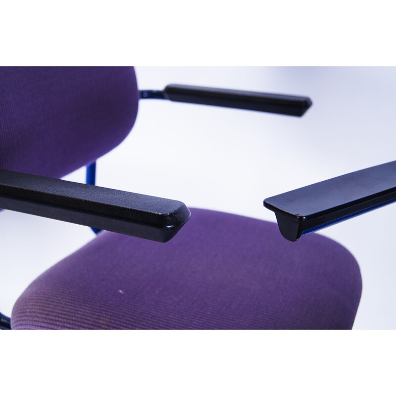 Ensemble de 4 fauteuils vintage tapissés de coton violet par W.H. Gispen
