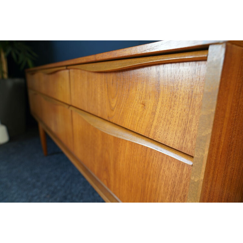 Mid century teak sideboard with six short drawers