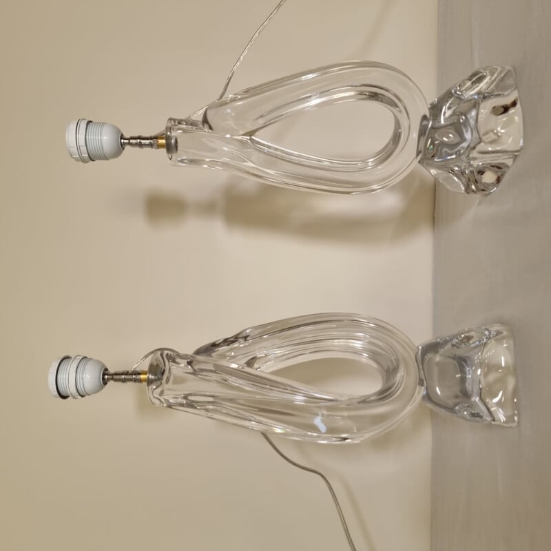 Paar Vintage Daum Kristall-Lampen, 1960