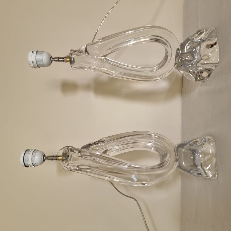 Par de lâmpadas de cristal Daum vintage, 1960