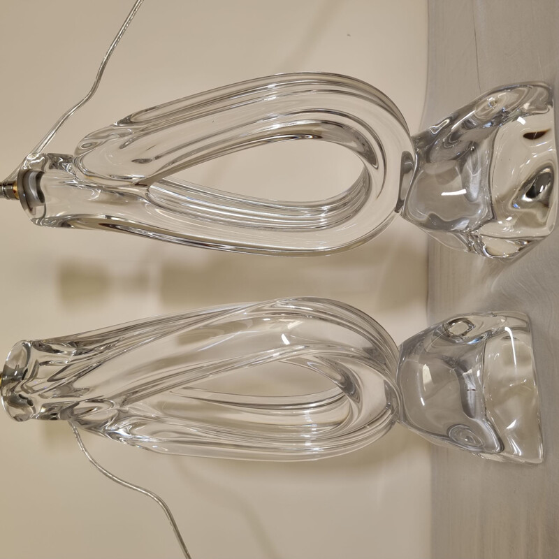 Pair of vintage Daum crystal lamps, 1960