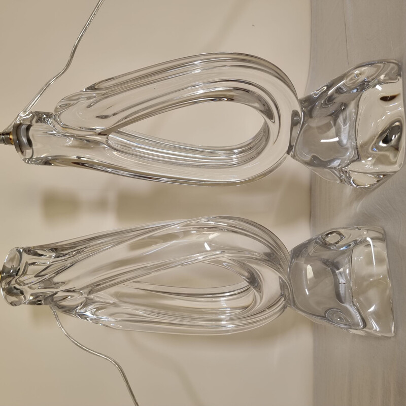 Pareja de lámparas de cristal Daum de época, 1960