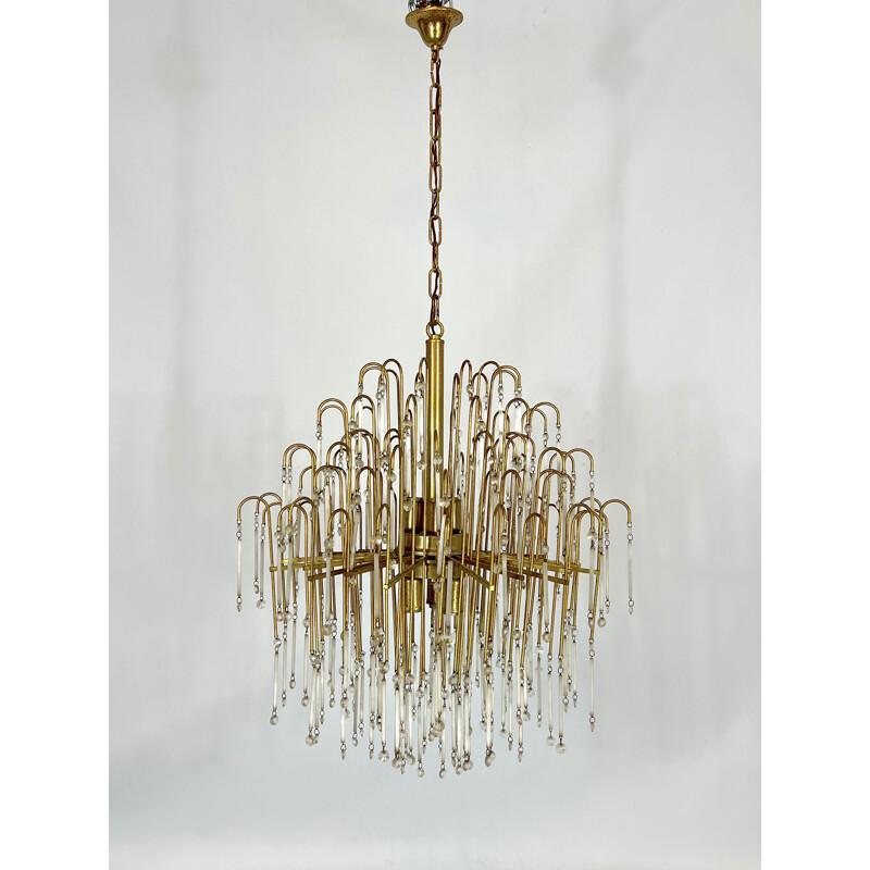 Mid-century Italian brass and glass chandelier, 1970s