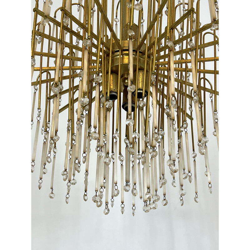 Mid-century Italian brass and glass chandelier, 1970s