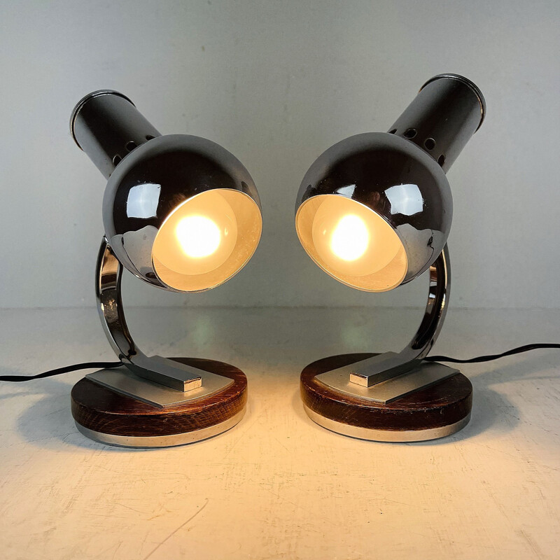 Pair of mid-century table lamps, Italy 1970s 