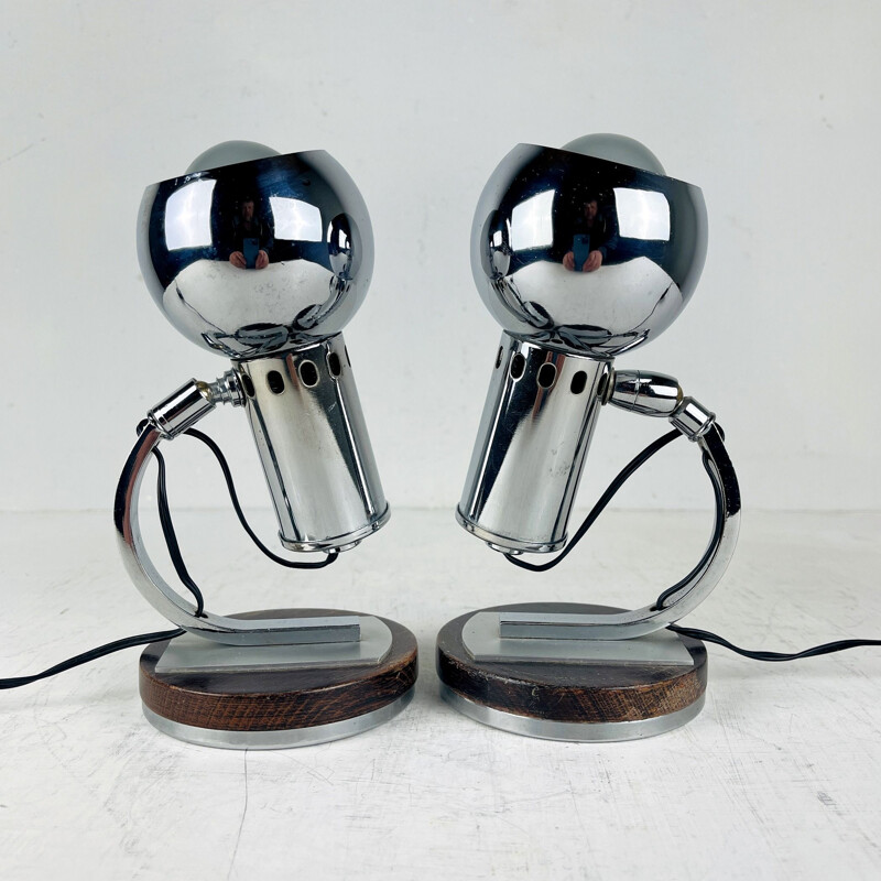 Pair of mid-century table lamps, Italy 1970s 