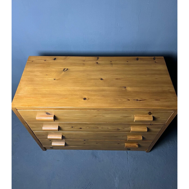 Vintage pine chest of 4 drawers, 1980