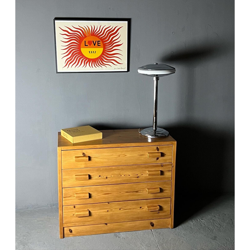 Vintage pine chest of 4 drawers, 1980