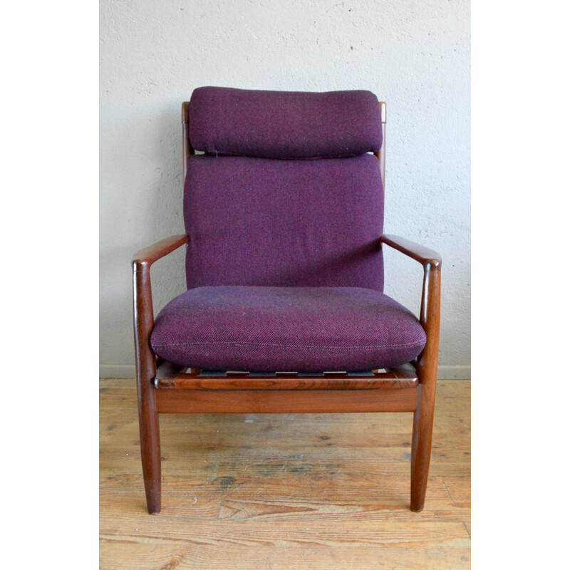 Paire de fauteuils en teck massif et tissu, Grete JALK - 1960