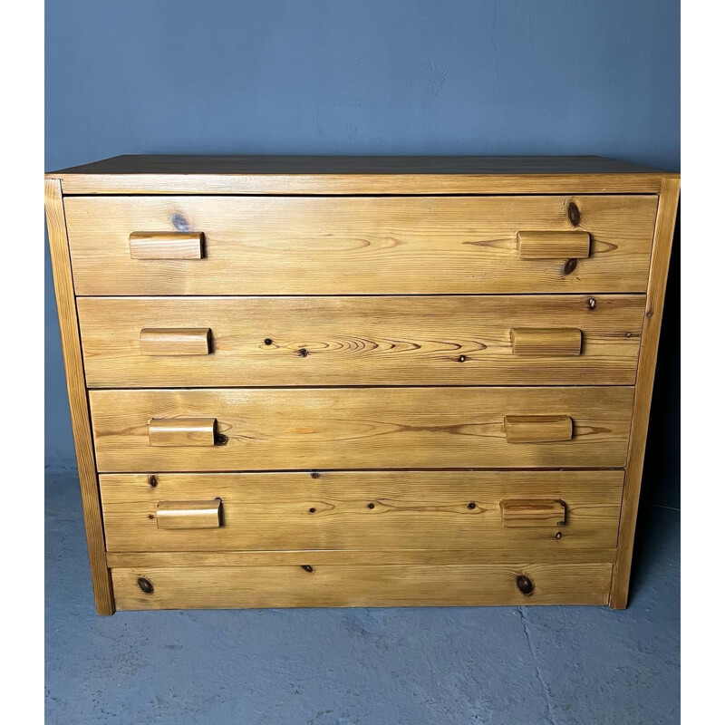 Vintage pine chest of 4 drawers, 1980