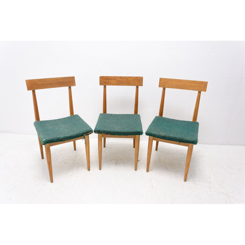 Conjunto de 3 cadeiras de madeira de faia vintage de Jitona, Checoslováquia 1970