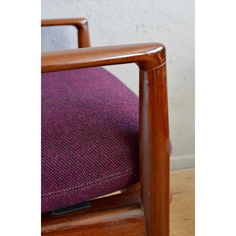 Pair of vintage armchairs in solid teak and fabric, Grete JALK - 1960s