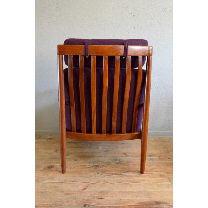 Pair of vintage armchairs in solid teak and fabric, Grete JALK - 1960s