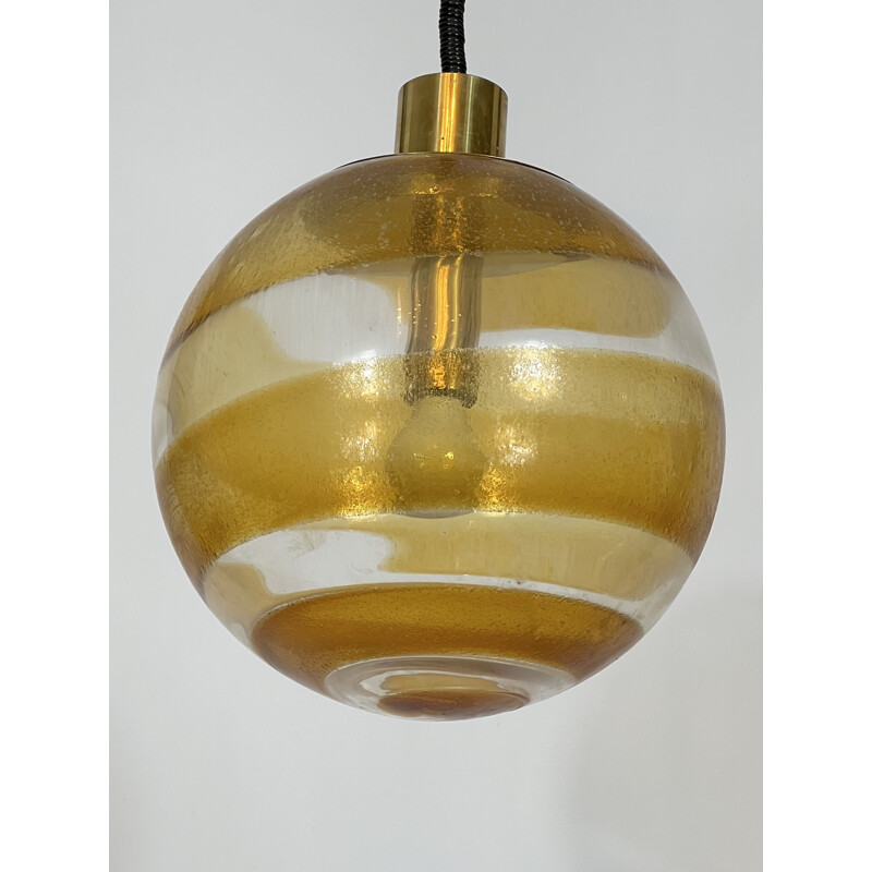 Vintage murano glass and brass sphere suspension, Italy 1960