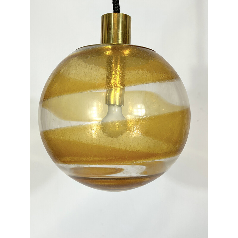 Vintage murano glass and brass sphere suspension, Italy 1960