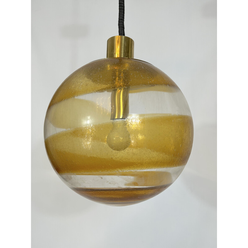 Vintage murano glass and brass sphere suspension, Italy 1960