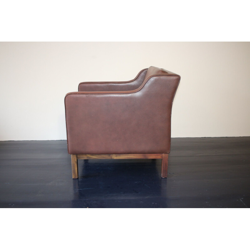 Vintage armchair in brown leather,  Denmark 1960s
